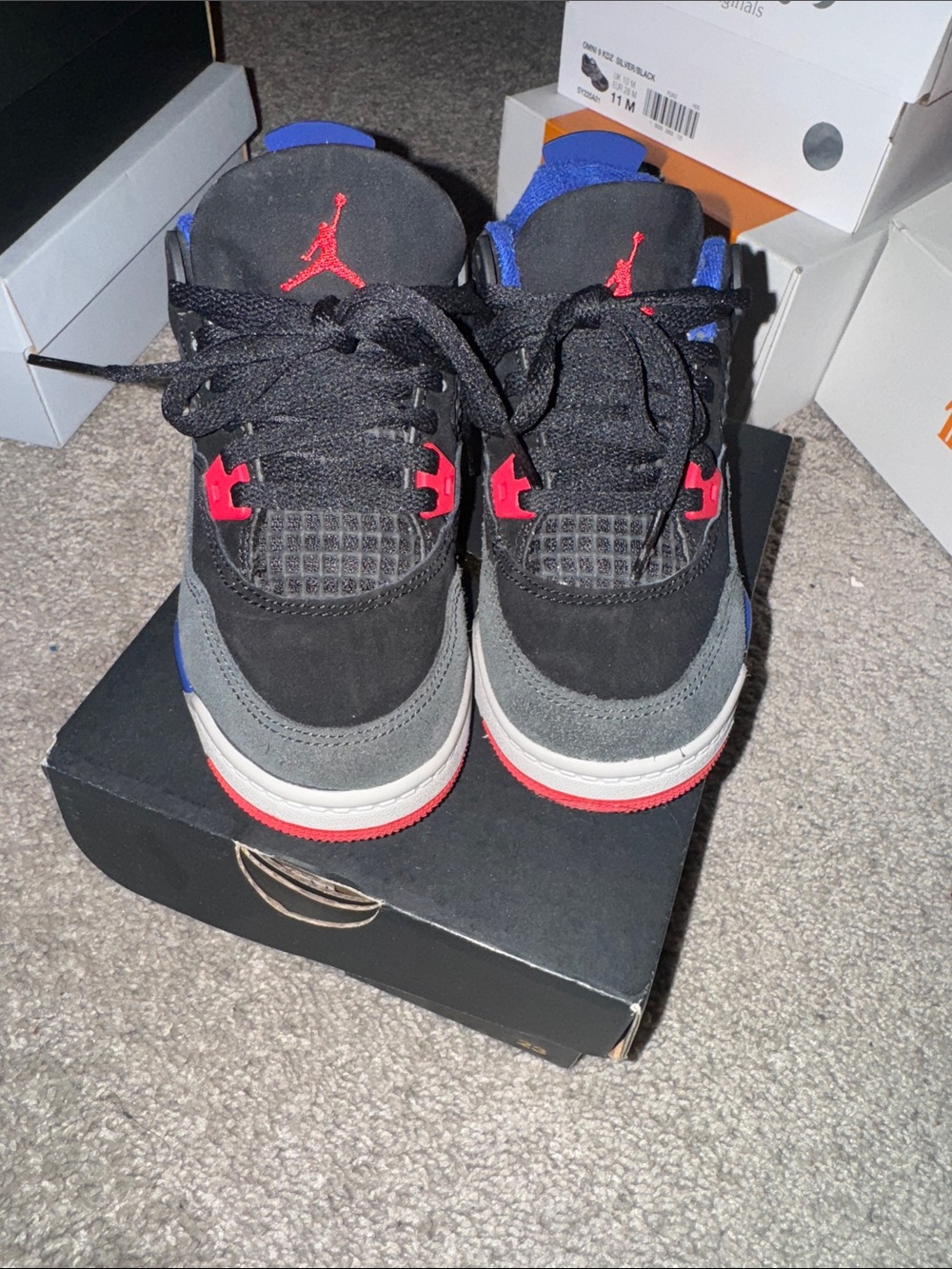 Jordan Kids' Black/Gray/Red/Blue Retro Sneakers